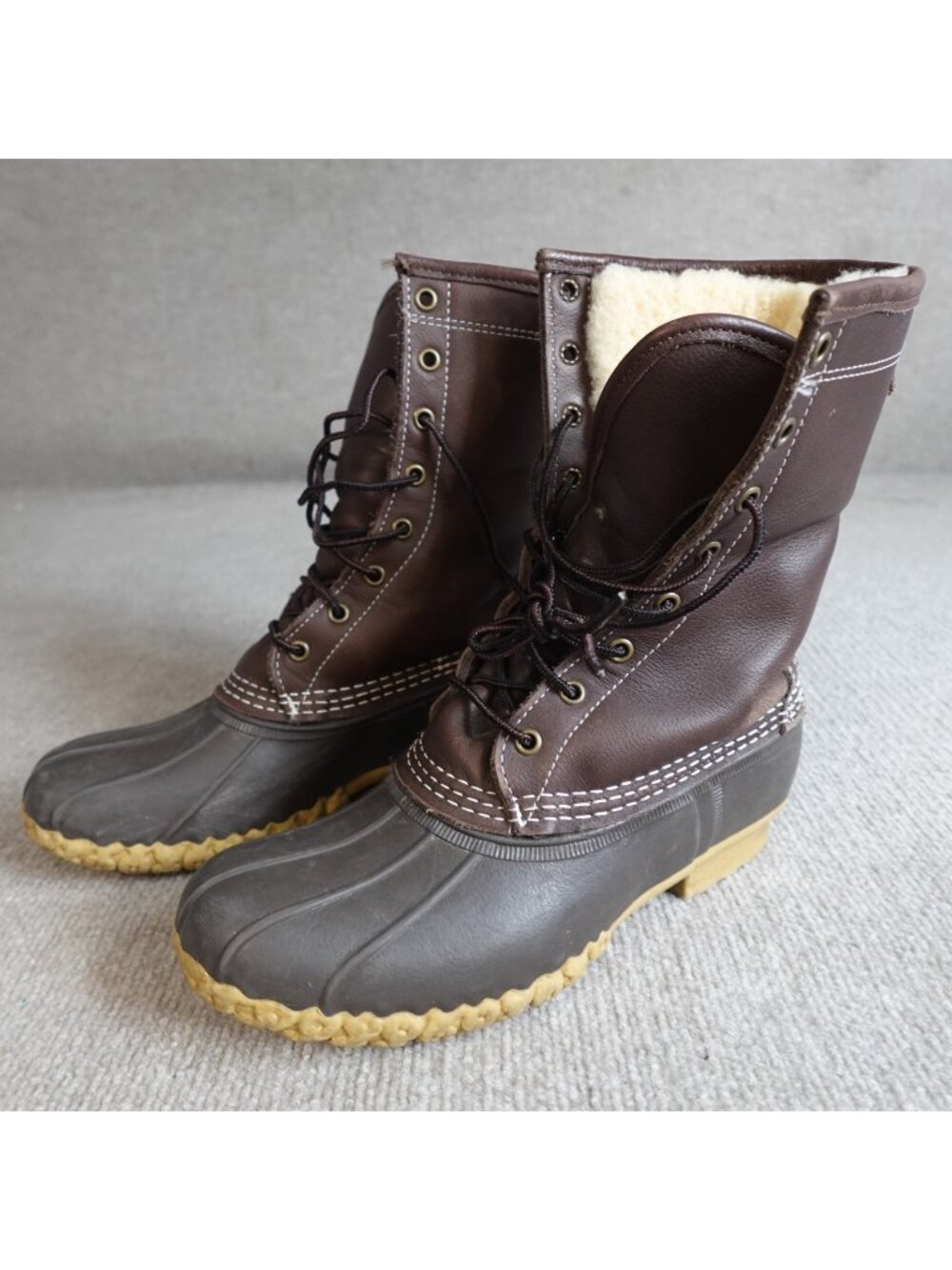 LL Bean Womens Boots 8 Brown Duck Shearling Lined 8 Eye